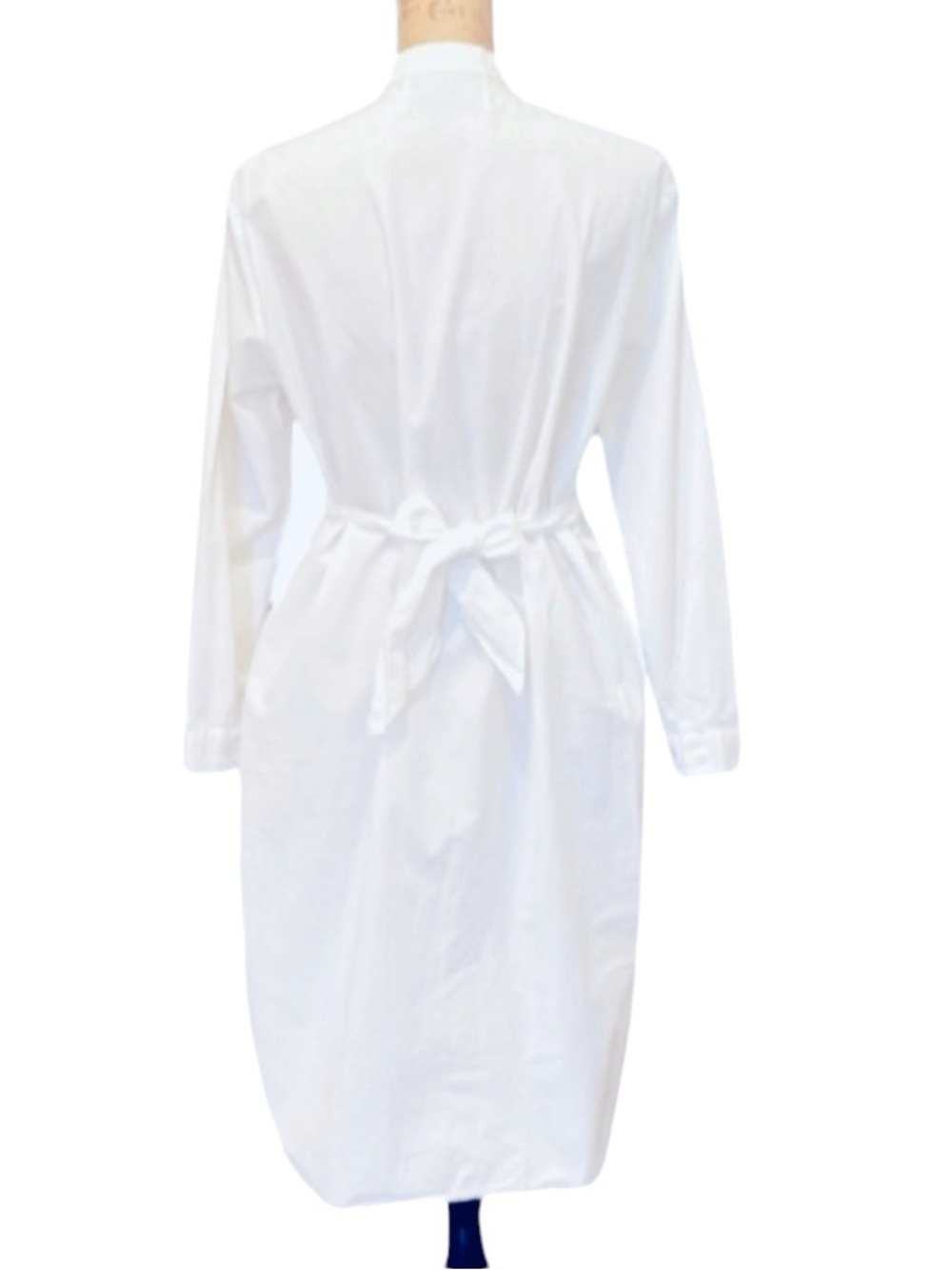 Cédric Charlier Cotton Gathered Front Long Sleeve Dress White Women’s Size 8 - Picture 4 of 10